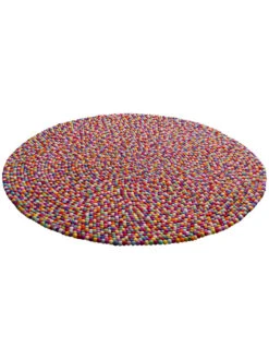 Filzkugel-Teppich, Multicolor -Teppiche Verkäufe Arica Filzkugelteppich mehrfarbig rund per