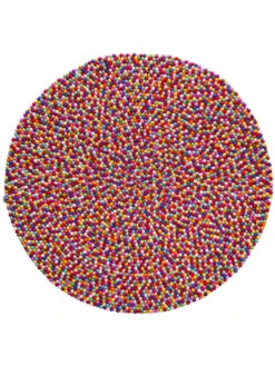 Filzkugel-Teppich, Multicolor -Teppiche Verkäufe Arica Filzkugelteppich mehrfarbig rund pla