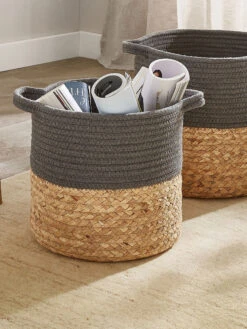 Korb, Anthrazit/Natur -Teppiche Verkäufe Bandra Korb Dunkelgrau AnthrazitNatur mil