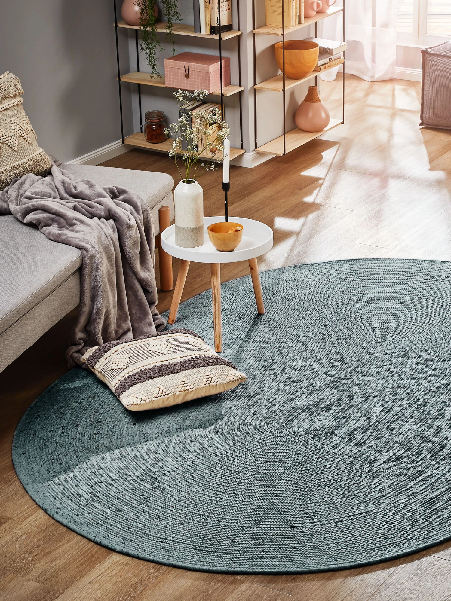 Handweb-Teppich, Aqua 3 Handweb-Teppich, Aqua