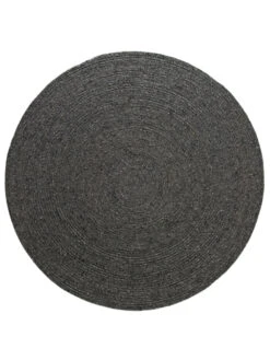 Woll-Teppich, Dark Grey -Teppiche Verkäufe Bjoerna HandwebTeppich Dunkelgrau DarkGrey 200rund pla