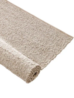 Woll-Teppich, Beach -Teppiche Verkäufe Borgholm Handwebteppich beige beach rol