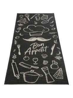 Küchenläufer, Black/White -Teppiche Verkäufe Cuisine FlachgewebeTeppich Schwarz BlackWhite 80x200 fper