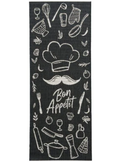 Küchenläufer, Black/White -Teppiche Verkäufe Cuisine FlachgewebeTeppich Schwarz BlackWhite 80x200 pla