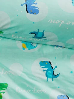 Kinderbettwäsche, Mint -Teppiche Verkäufe DinoLand Bettwaesche tuerkis Mint 135x200 lup