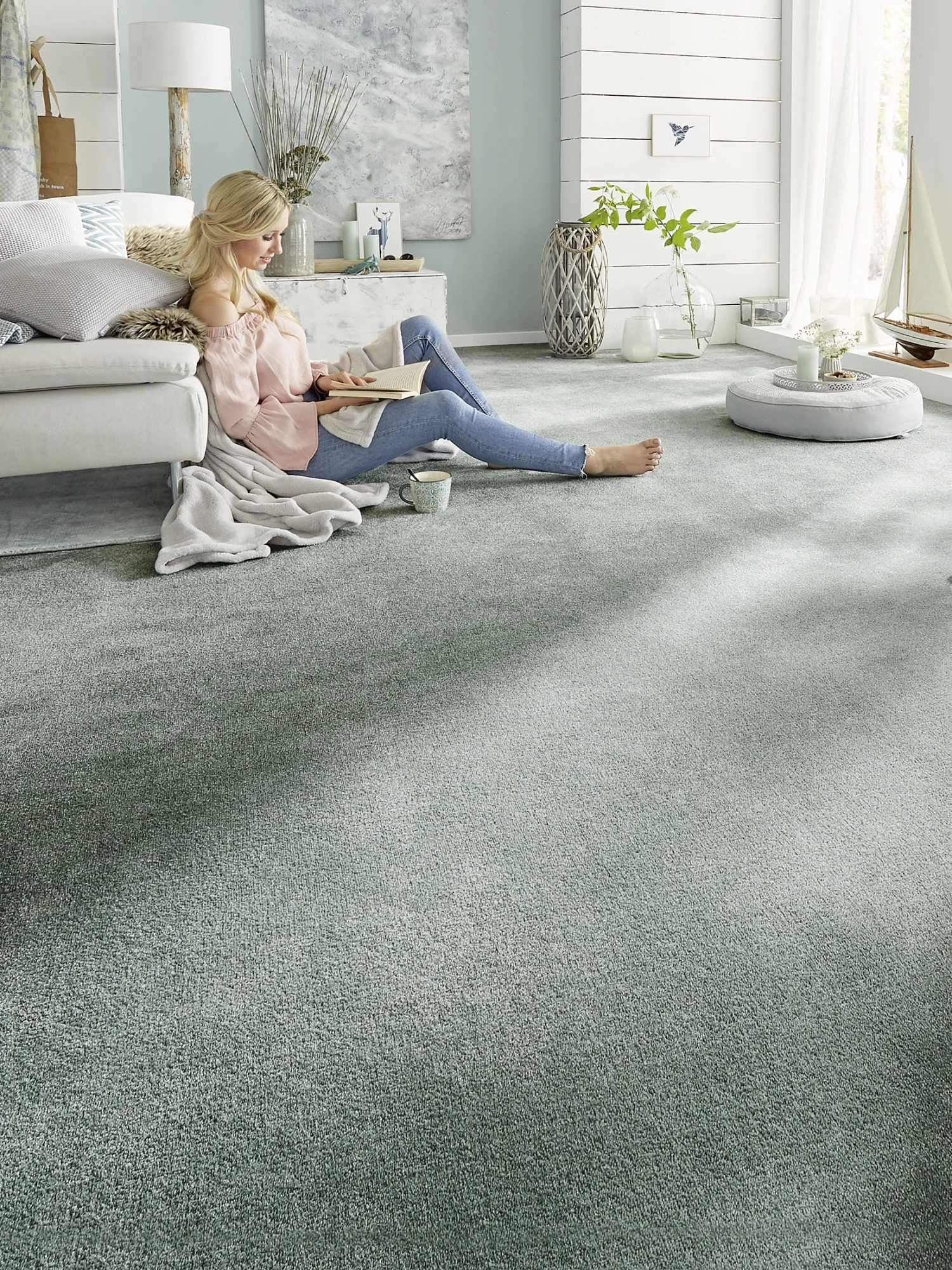 Velours-Teppichboden, Petrol 79 3 Velours-Teppichboden, Petrol 79