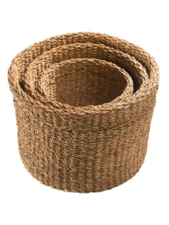 Korb, Natur Seegras -Teppiche Verkäufe FoldingCylinder Korb Braun NaturSeegras set2