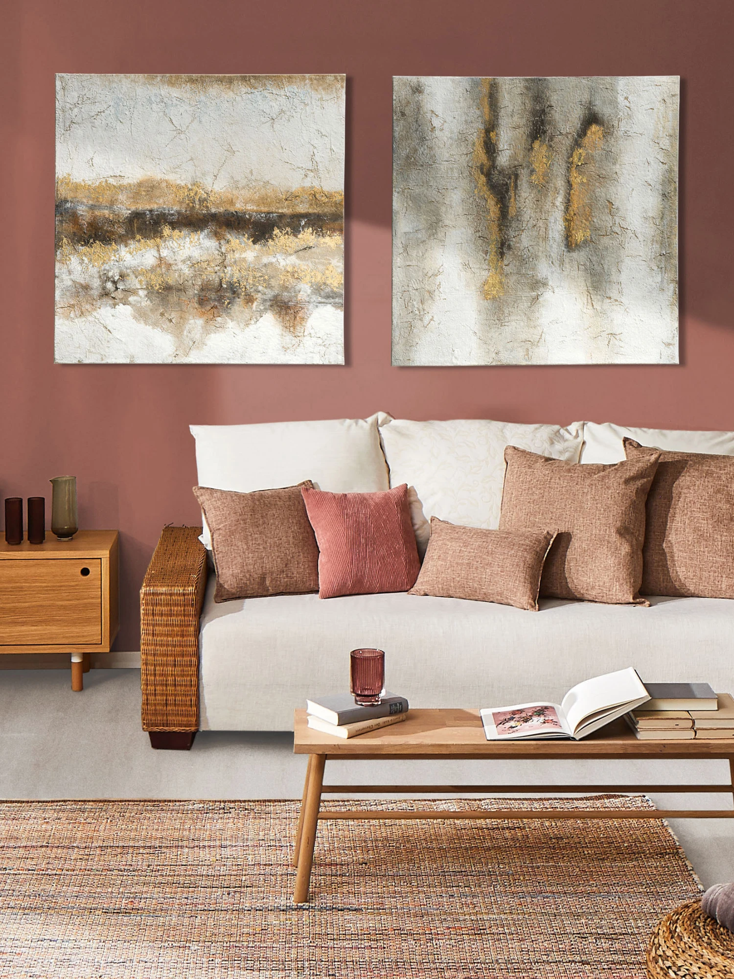 Leinwand-handgemalt, Graubeige 3 Leinwand-handgemalt, Graubeige