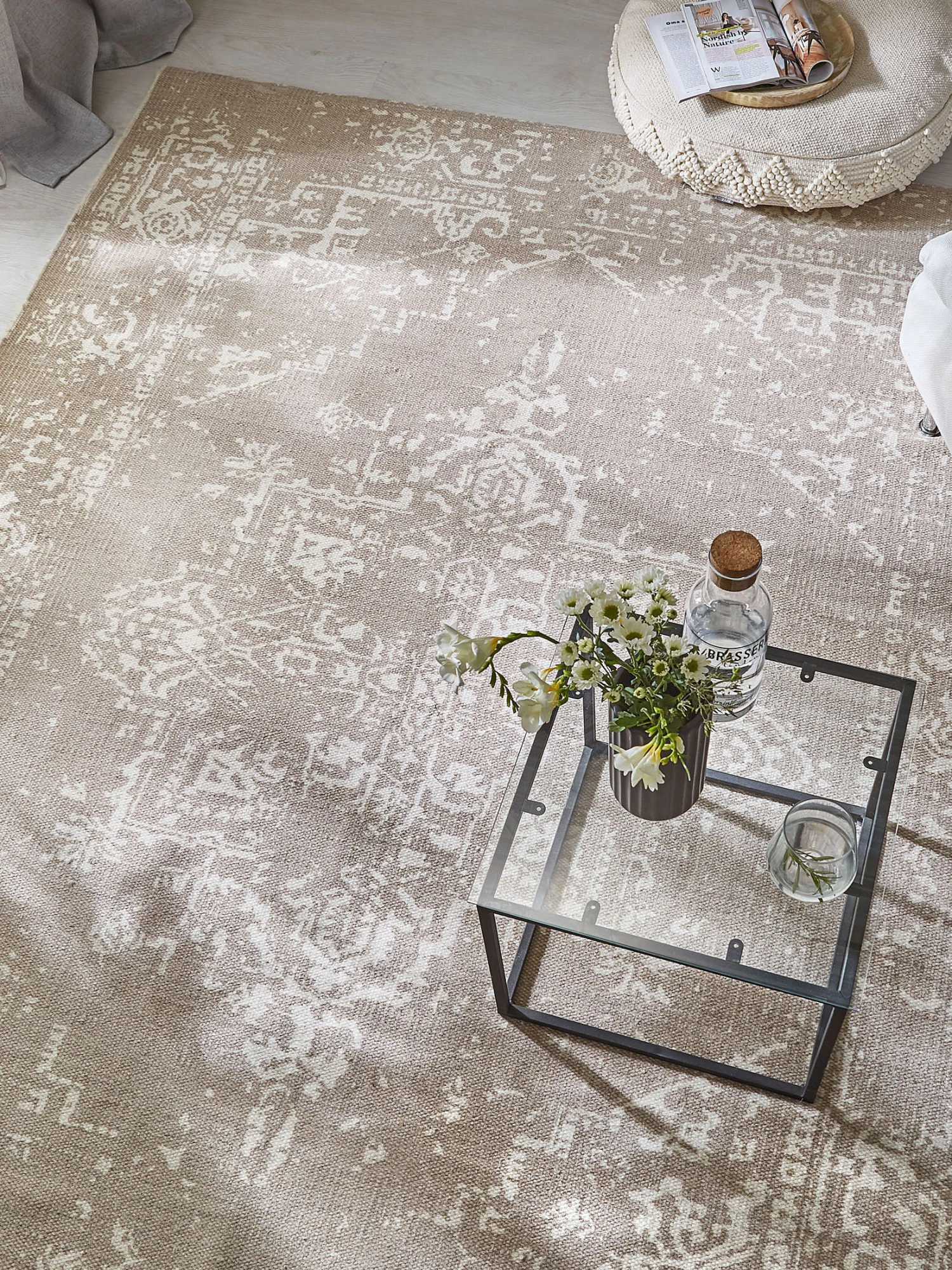 Baumwoll-Teppich, Vintage Beige 3 Baumwoll-Teppich, Vintage Beige