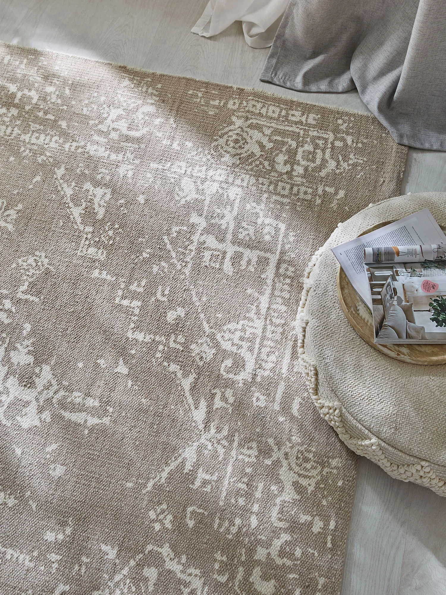 Baumwoll-Teppich, Vintage Beige 4 Baumwoll-Teppich, Vintage Beige – Bild 2