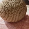 Strick-Pouf, Beige -Teppiche Verkäufe Kiruna Sitzpouf beige rund mil