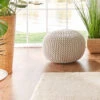 Strick-Pouf, Creme 1 Strick-Pouf, Creme -Teppiche Verkäufe Kiruna Sitzpouf creme rund mil