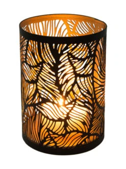 Windlicht, Black/Gold -Teppiche Verkäufe Lisborg Windlicht Schwarz BlackGold 10x10x14 per2