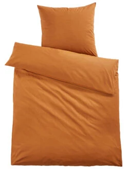 Renforcé-Bettwäsche, Cognac -Teppiche Verkäufe Livia Bettwaesche Orange Cognac 135x200 pla
