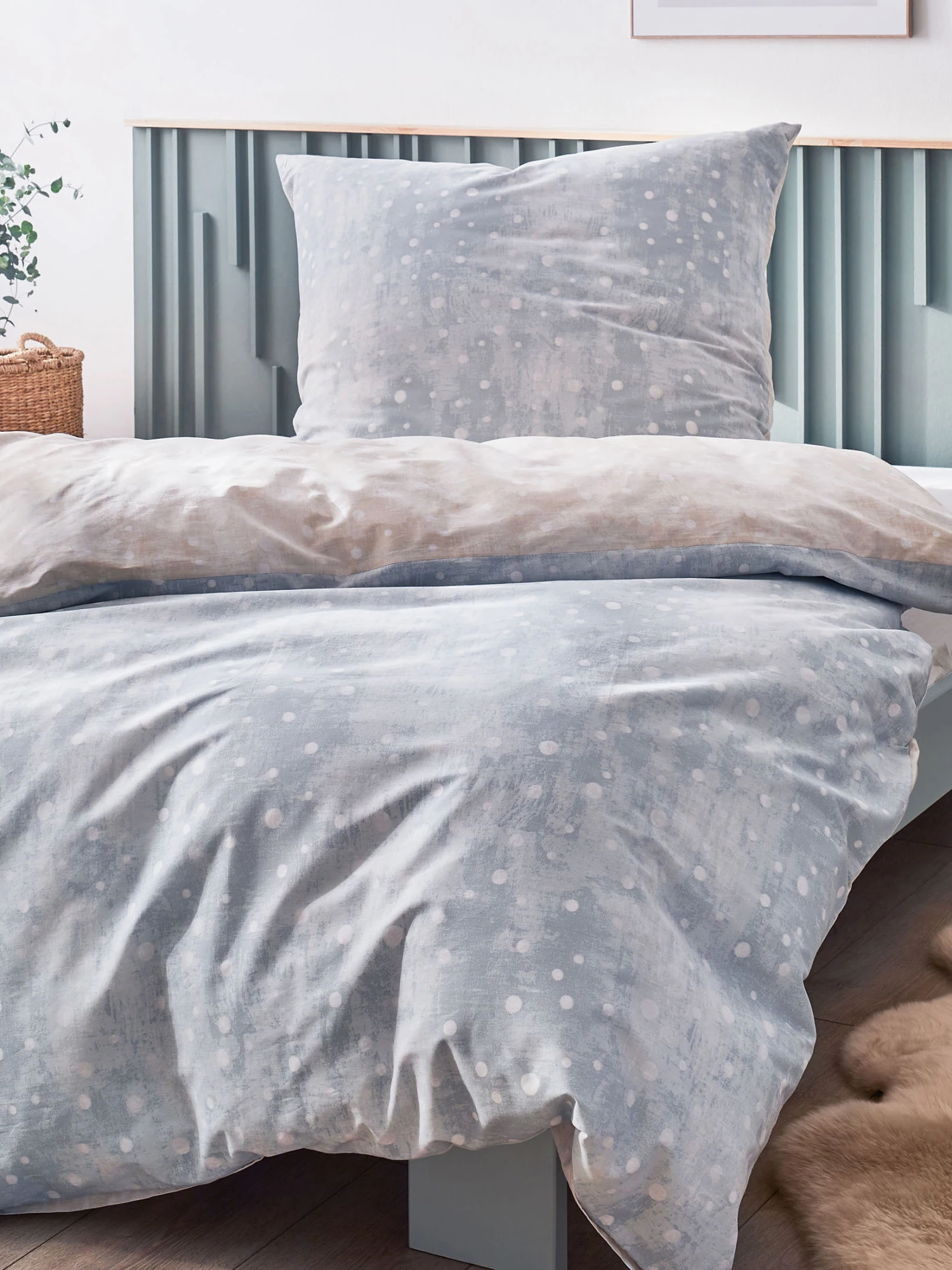 Bettwäsche, Creme/Hellblau 3 Bettwäsche, Creme/Hellblau