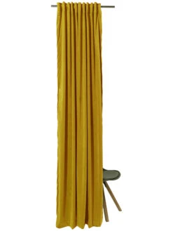 Vorhang Mit Gardinenband, Senf -Teppiche Verkäufe Marilana Gardine verdeckteSchlaufe Gelb Senf 140x245 pla2