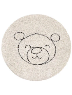 Kinder-Teppich, Hellbeige -Teppiche Verkäufe Mukava Kinderteppich SchwarzWeiss Hellbeige 120rund pla