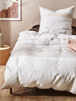 Bettwäsche, Grau/Rose