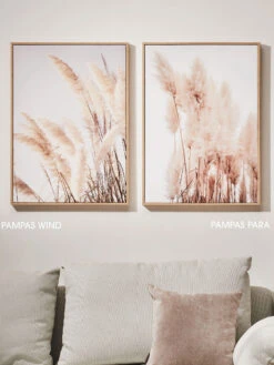 Leinwand-Druck-gerahmt, Weiss -Teppiche Verkäufe PampasWind PampasPara Druckgerahmt Beige Weiss 52x72 mil2