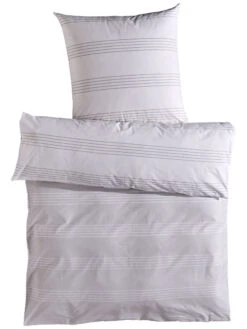 Renforcé-Bettwäsche, Grau/Weiss -Teppiche Verkäufe Salieri Bettwaesche Grau GrauWeiss 135x200 pla