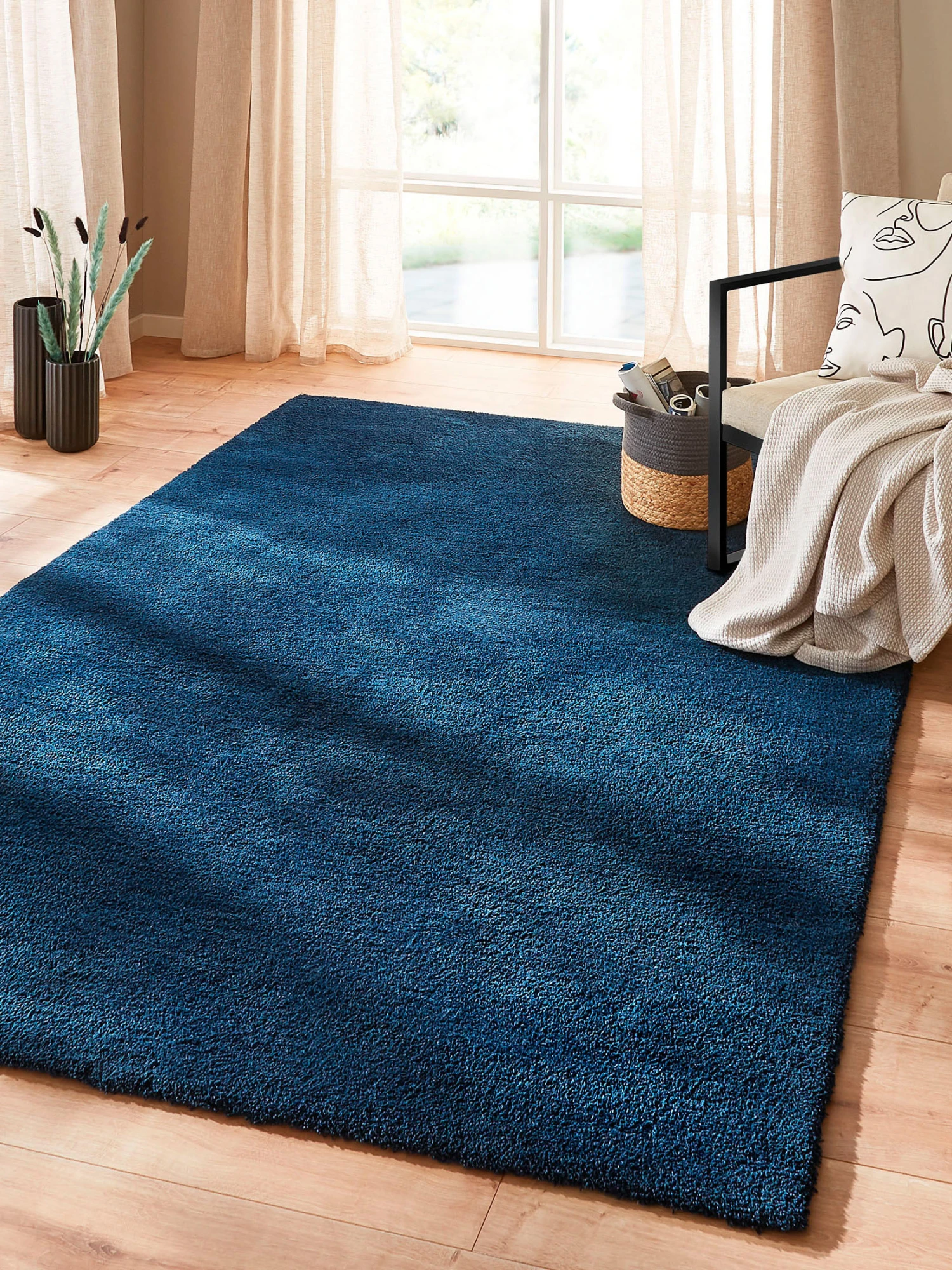 Hochflor-Teppich, Dunkelblau 3 Hochflor-Teppich, Dunkelblau