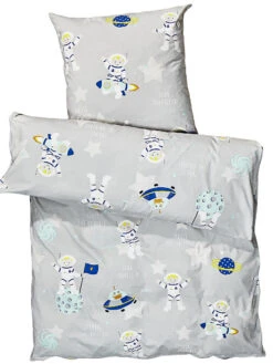 Kinderbettwäsche, Grey -Teppiche Verkäufe SpaceStar Bettwaesche Grau Grey 135x200 pla