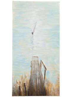 Leinwand-handgemalt, Hellgraublau -Teppiche Verkäufe SteginsMeer Leinwandbild Hellblau 60x120 pla