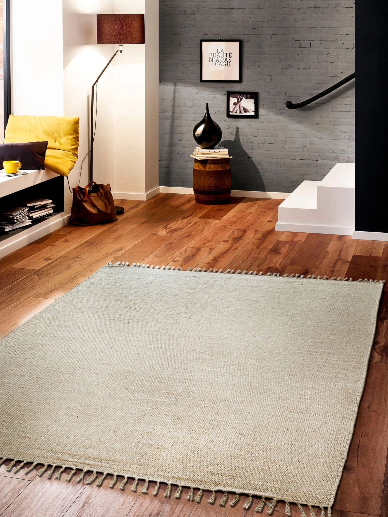 Baumwoll-Teppich, Beige 3 Baumwoll-Teppich, Beige