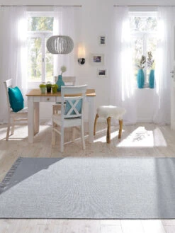 Baumwoll-Teppich, Hellblau