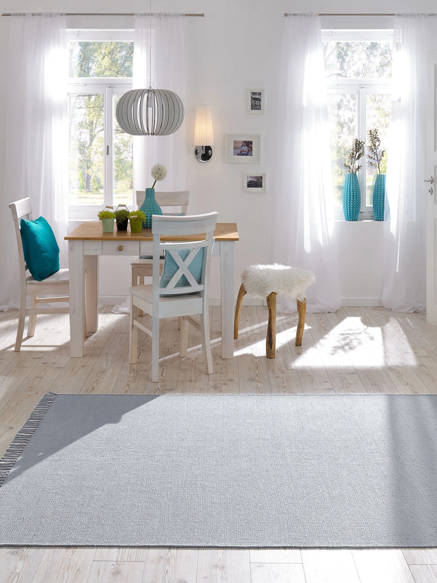 Baumwoll-Teppich, Hellblau 3 Baumwoll-Teppich, Hellblau