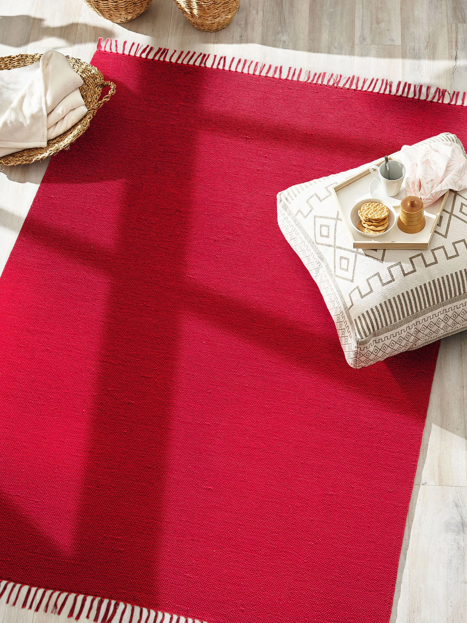 Baumwoll-Teppich, Himbeerrot 3 Baumwoll-Teppich, Himbeerrot