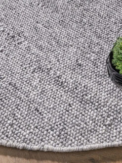 Woll-Teppich, Grey -Teppiche Verkäufe Tjaellmo HandwebTeppich Grau Grey 200rund lup2