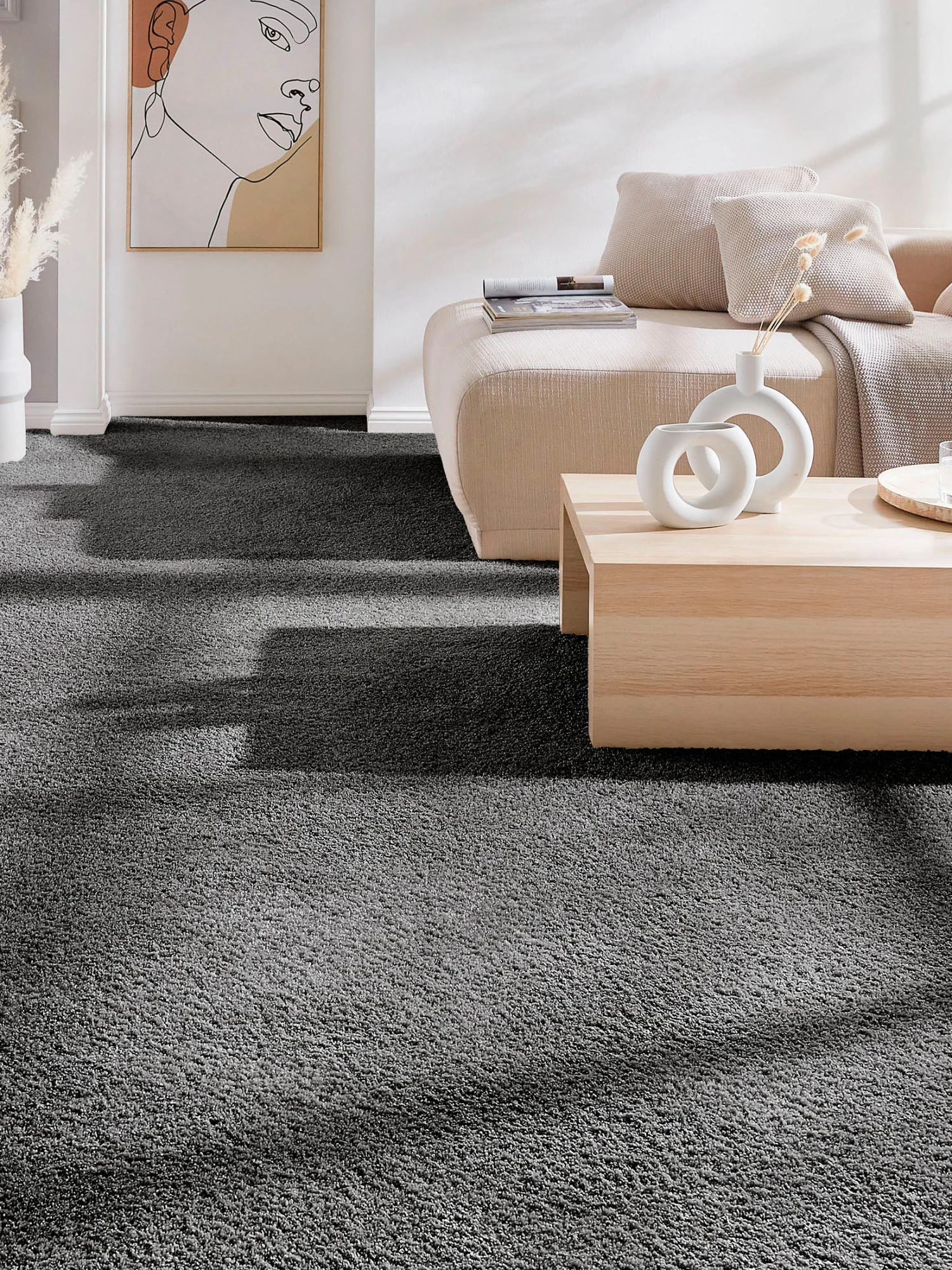 Langflor-Teppichboden, Schiefer 77 3 Langflor-Teppichboden, Schiefer 77