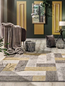 Moderner Teppich, Gold -Teppiche Verkäufe UrbanMaze DesignerTeppich Gelb Gold 160x230 mil